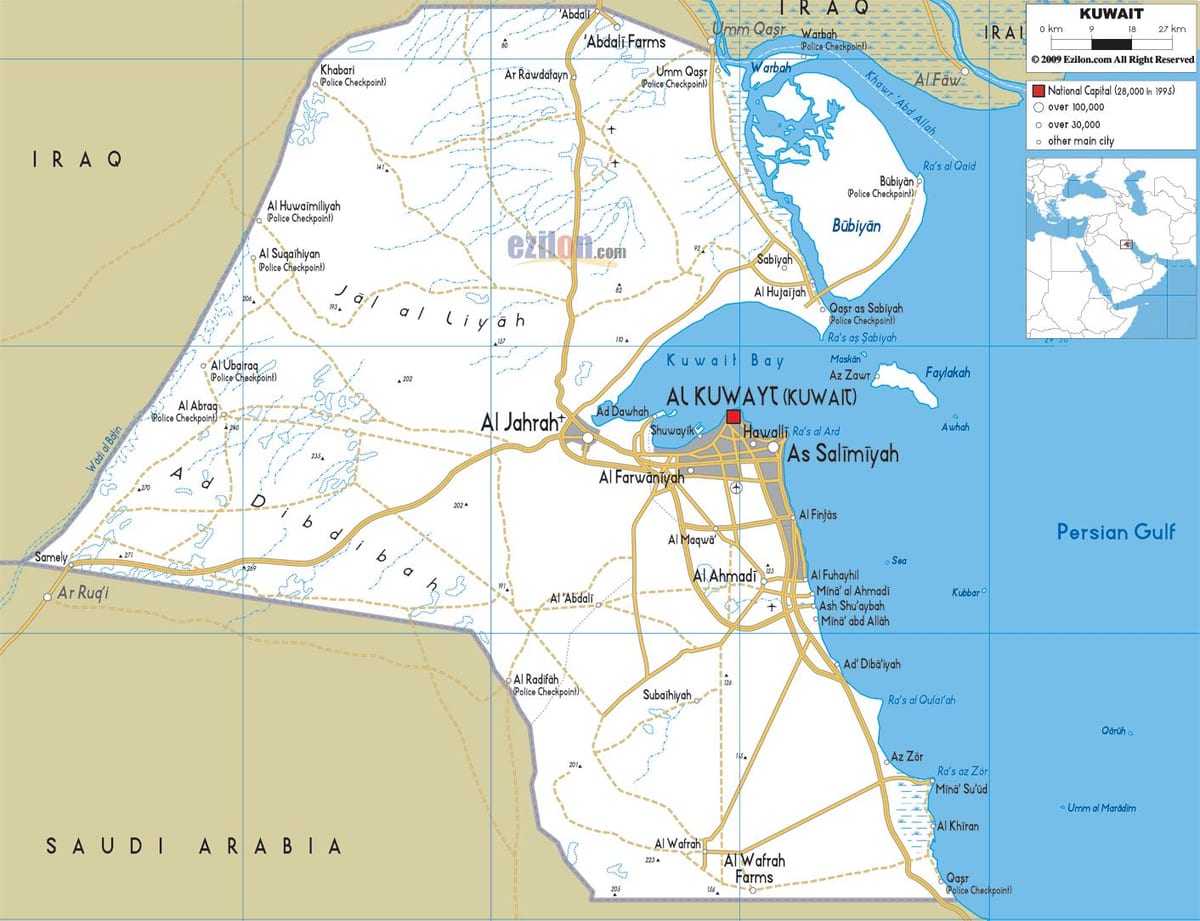 குவைத் நகரம் வரைபடத்தை சாலைகள்